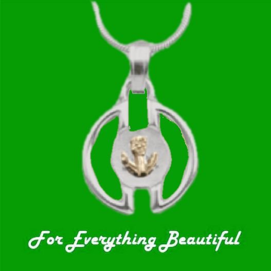 Image 0 of Voar Circular Scotland Thistle Yellow Gold Motif 9K White Gold Pendant