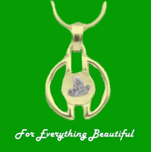 Image 0 of Voar Circular Viking Ship White Gold Motif 9K Yellow Gold Pendant 