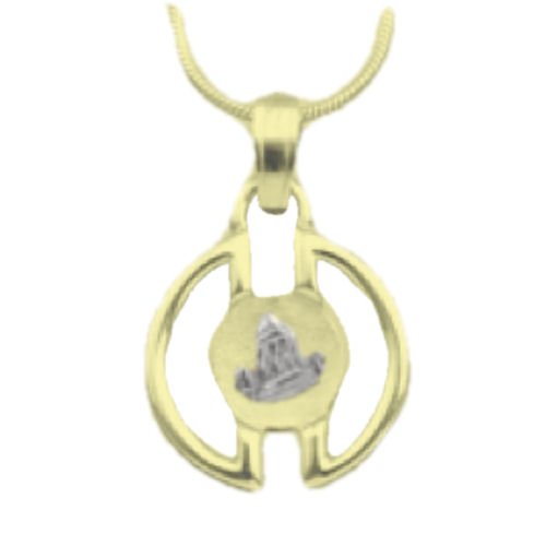 Image 1 of Voar Circular Viking Ship White Gold Motif 9K Yellow Gold Pendant 
