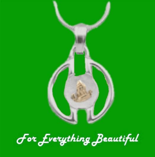 Image 0 of Voar Circular Viking Ship Yellow Gold Motif 9K White Gold Pendant