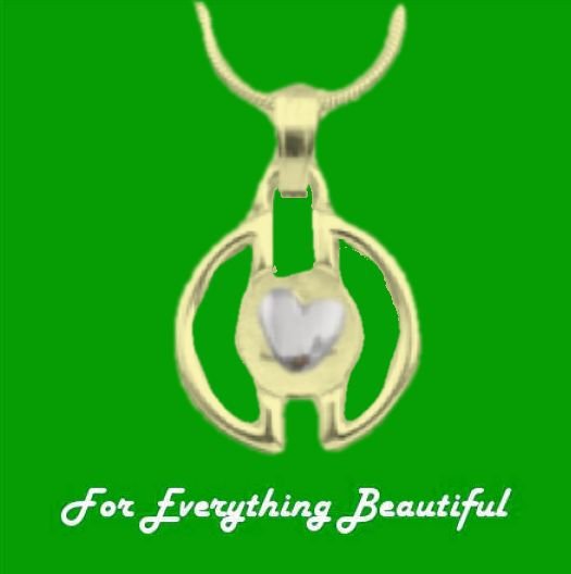 Image 0 of Voar Circular Love Heart White Gold Motif 9K Yellow Gold Pendant 