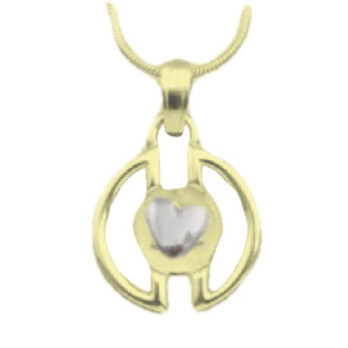 Image 1 of Voar Circular Love Heart White Gold Motif 9K Yellow Gold Pendant 