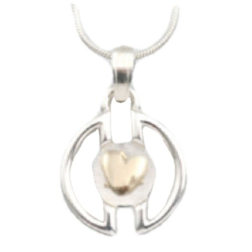 Image 1 of Voar Circular Love Heart Yellow Gold Motif 9K White Gold Pendant