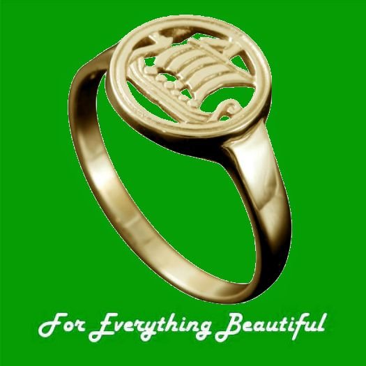 Image 0 of Viking Long Ship Design Mens 18K Yellow Gold Ring Size A-Q