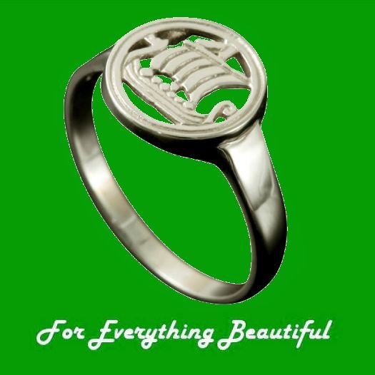 Image 0 of Viking Long Ship Design Mens 9K White Gold Ring Size A-Q