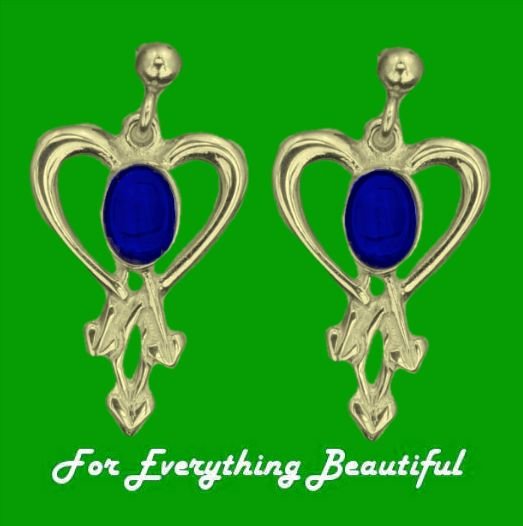 Image 0 of Glasgow Girls Heart Oval Lapis Lazuli 9K Yellow Gold Drop Earrings