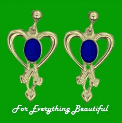 Glasgow Girls Heart Oval Lapis Lazuli 9K Yellow Gold Drop Earrings