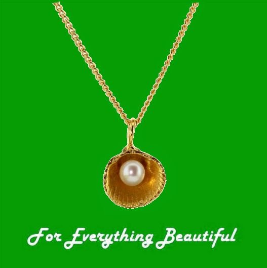 Image 0 of Cockle Shell Freshwater Pearl Snake Chain Small 9K Yellow Gold Pendant 