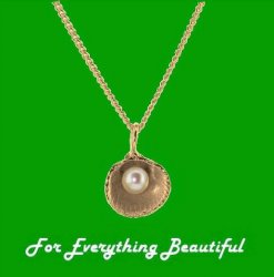 Cockle Shell Freshwater Pearl Snake Chain Small 9K Rose Gold Pendant 