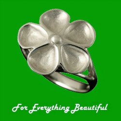 Kokkaloorie Daisy Design Enamel Ladies Platinum Ring Sizes R-Z