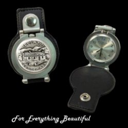 Connemara Ireland Pewter Motif Stainless Steel Leather Belt Pocket Watch