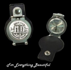 Bunratty Castle Ireland Pewter Motif Stainless Steel Leather Belt Pocket Watch