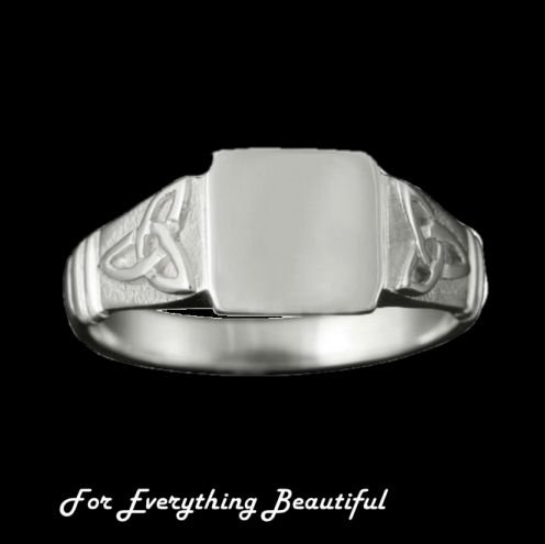 Image 0 of Celtic Trinity Knot Large Signet Mens Sterling Silver Ring Sizes R-Z
