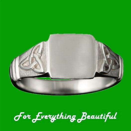 Image 0 of Celtic Trinity Knot Small Signet Mens Palladium Ring Sizes A-Q