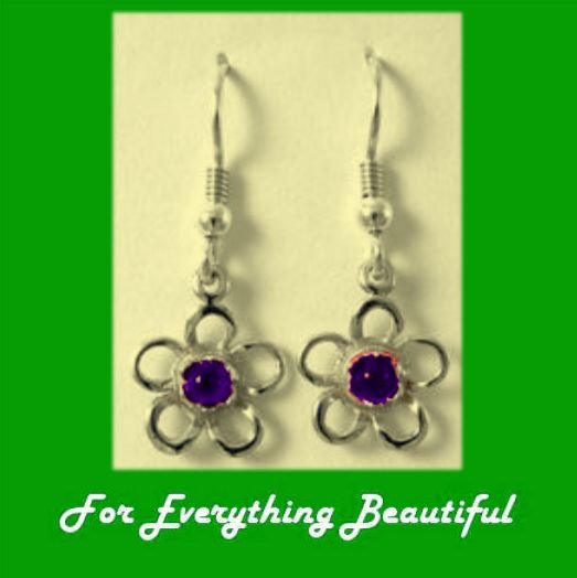 Image 0 of Kokkaloorie Daisy Amethyst 9K Yellow Gold Hook Earrings