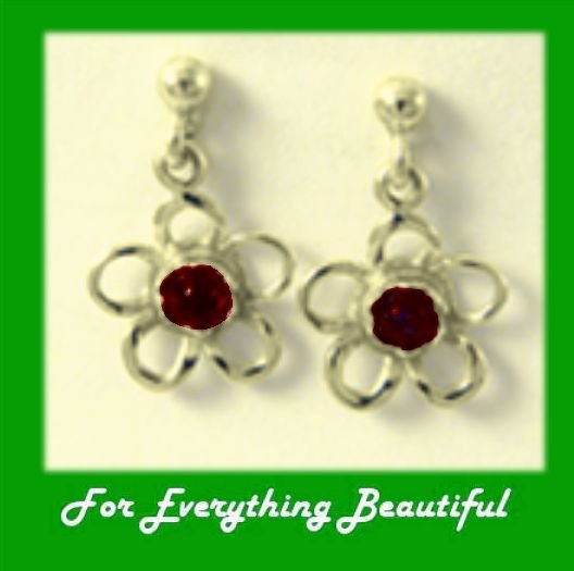 Image 0 of Kokkaloorie Daisy Garnet 9K Yellow Gold Drop Earrings