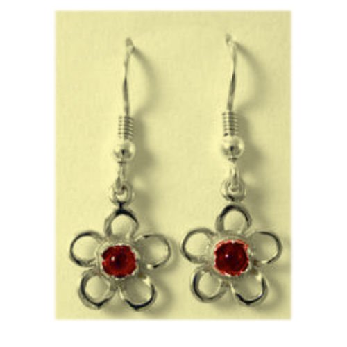 Image 1 of Kokkaloorie Daisy Garnet 9K Yellow Gold Hook Earrings