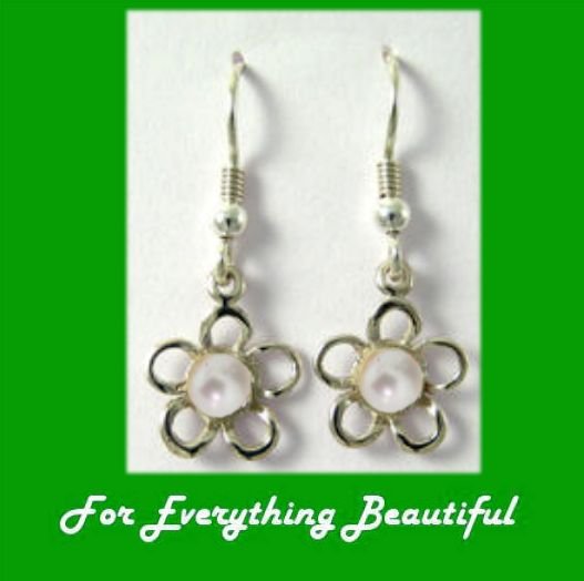 Image 0 of Kokkaloorie Daisy Pearl 9K Yellow Gold Hook Earrings