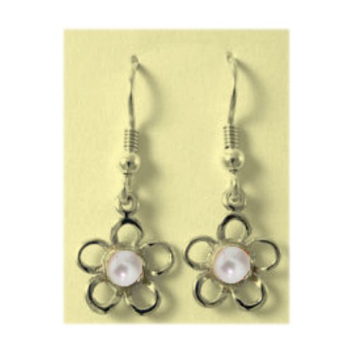 Image 1 of Kokkaloorie Daisy Pearl 9K Yellow Gold Hook Earrings