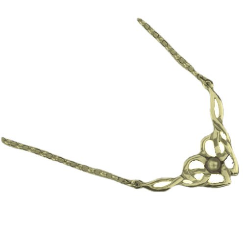 Image 1 of Celtic Floral Knotwork Pearl 9K Yellow Gold Necklet