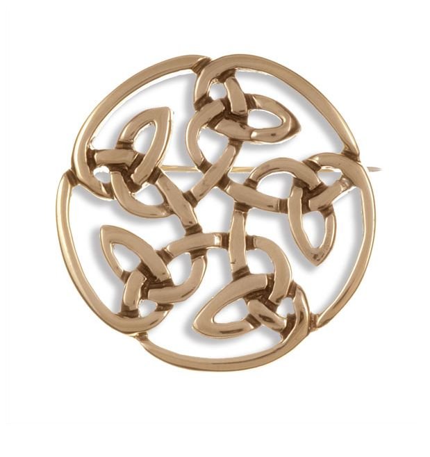 Image 1 of Celtic Fire Loop Open Knotwork Bronze Brooch 