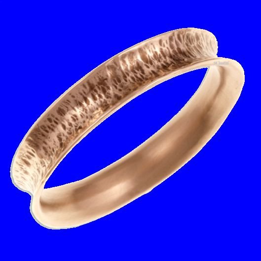 Image 0 of Concave Hammered Textured Narrow Unisex Bronze Bangle