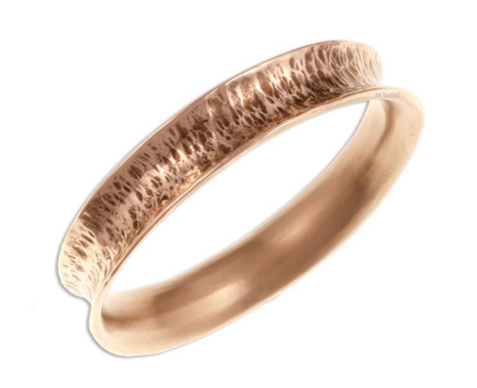 Image 1 of Concave Hammered Textured Narrow Unisex Bronze Bangle