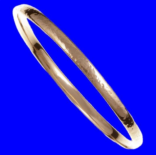 Image 0 of Beaten Hammered Textured Narrow Small Unisex Bronze Bangle