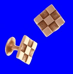 Checkerboard Detail Square Mens Bronze Cufflinks