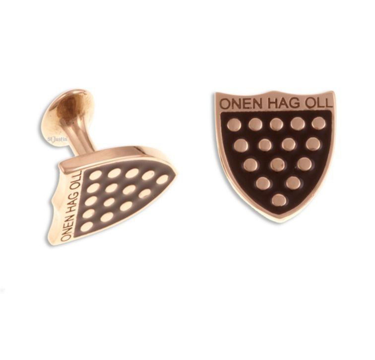 Image 1 of Duchy Of Cornwall Coat of Arms Motto Mens Bronze Cufflinks