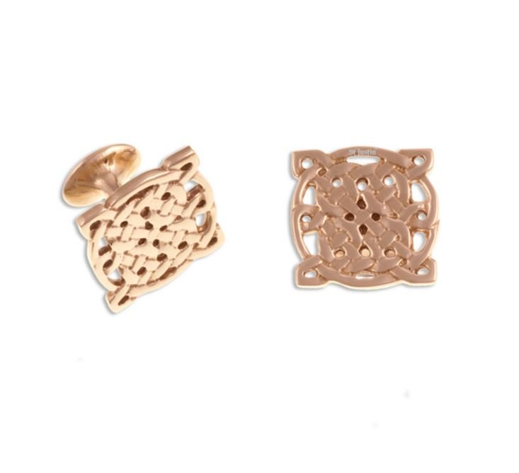 Image 1 of Celtic Interlace Knotwork Square Mens Bronze Cufflinks