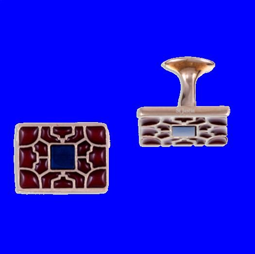 Image 0 of Staffordshire Hoard Red Enamal Rectangular Mens Bronze Cufflinks