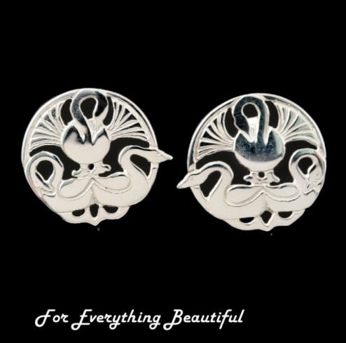 Image 0 of Three Nornes Norse Design Stud Medium Sterling Silver Earrings 