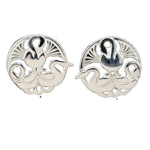 Image 1 of Three Nornes Norse Design Stud Medium Sterling Silver Earrings 