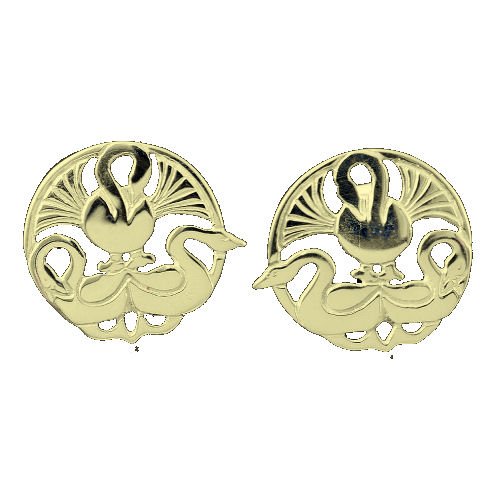 Image 1 of Three Nornes Norse Design Stud Medium 9K Yellow Gold Earrings 