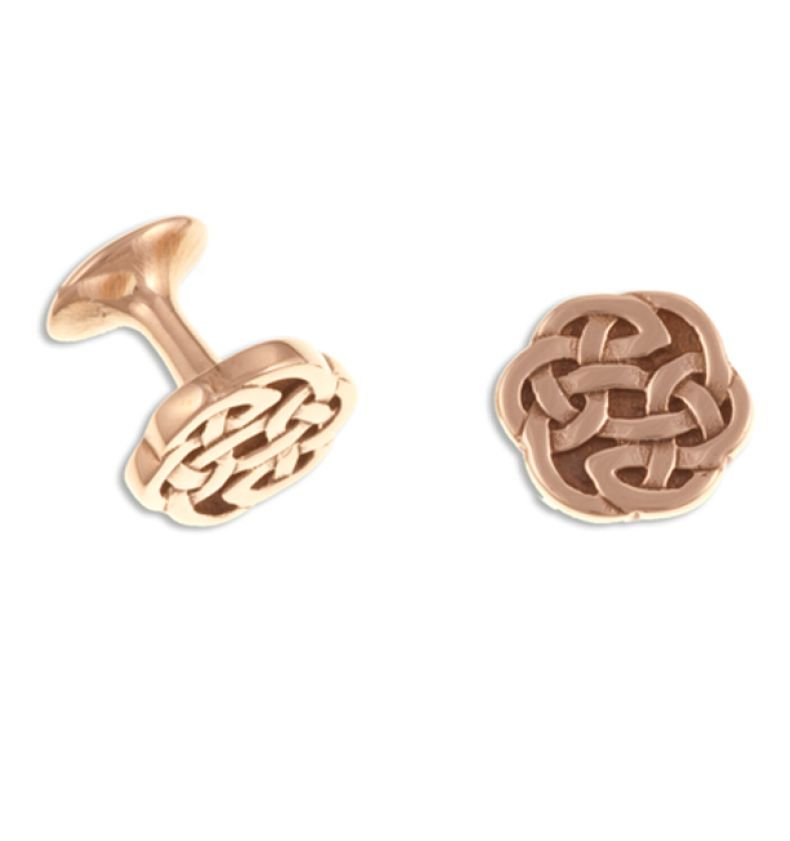 Image 1 of Lughs Celtic Interlace Knotwork Round Mens Bronze Cufflinks
