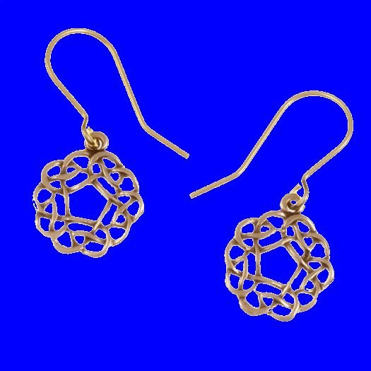 Image 0 of Celtic Pentagon Open Knotwork Sheppard Hook Bronze Earrings