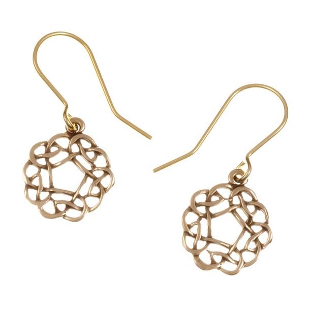 Image 1 of Celtic Pentagon Open Knotwork Sheppard Hook Bronze Earrings