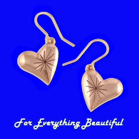 Image 0 of Heart Engraved Starburst Sheppard Hook Bronze Earrings