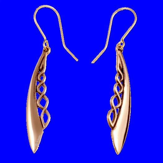 Image 0 of Celtic Knotwork Winged Drop Sheppard Hook Bronze Earrings