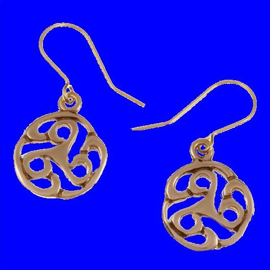 Image 0 of Apahida Celtic Triscele Swirl Knotwork Sheppard Hook Bronze Earrings