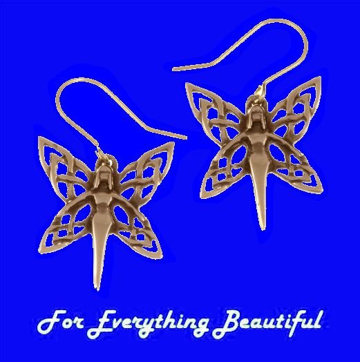 Image 0 of Celtic Fairy Knotwork Drop Sheppard Hook Bronze Earrings