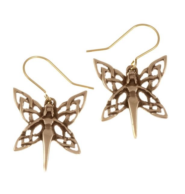 Image 1 of Celtic Fairy Knotwork Drop Sheppard Hook Bronze Earrings
