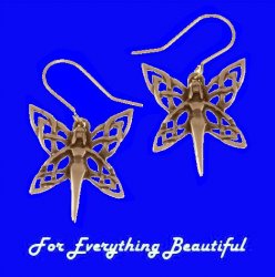 Celtic Fairy Knotwork Drop Sheppard Hook Bronze Earrings