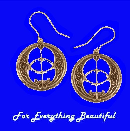 Image 0 of Chalice Well Openwork Drop Round Sheppard Hook Bronze Earrings