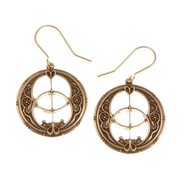 Image 1 of Chalice Well Openwork Drop Round Sheppard Hook Bronze Earrings