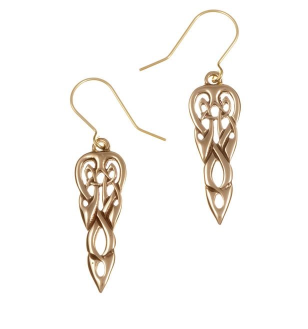 Image 1 of Celtic Merlins Spear Open Knotwork Drop Sheppard Hook Bronze Earrings