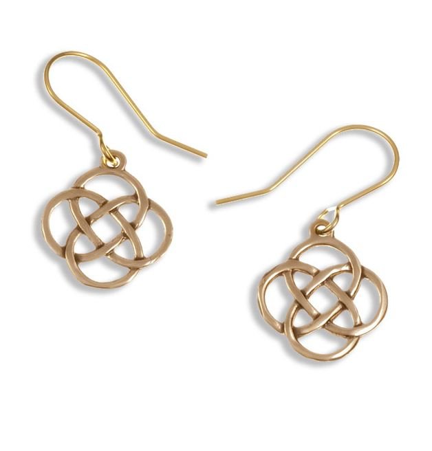 Image 1 of Celtic Four Loop Endless Open Knotwork Sheppard Hook Bronze Earrings