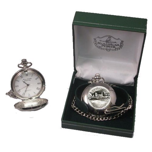 Image 2 of Cahir Castle Ireland Themed Round Shaped Chain Stylish Pewter Pocket Watch