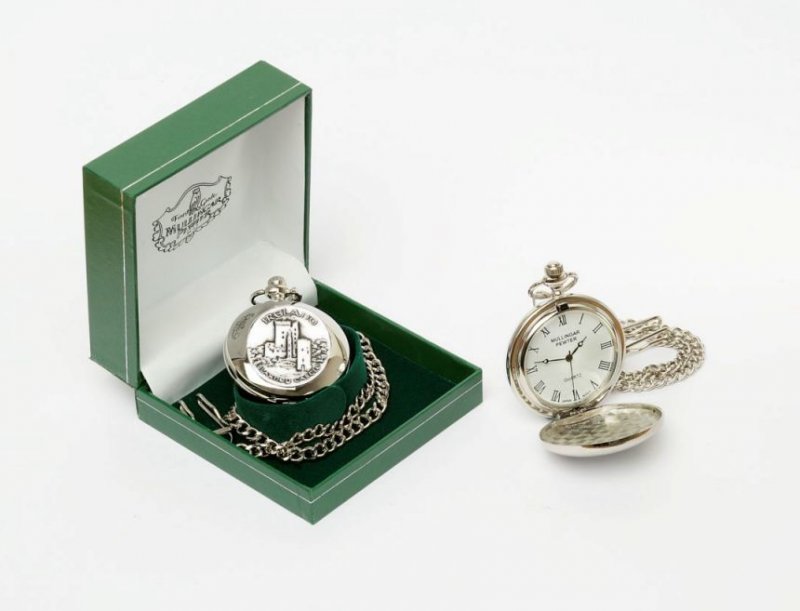 Image 1 of Blarney Castle Ireland Themed Round Shaped Chain Stylish Pewter Pocket Watch